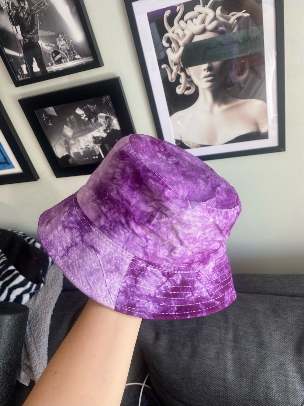 Purple Tie-Dye Reversible Bucket Hat